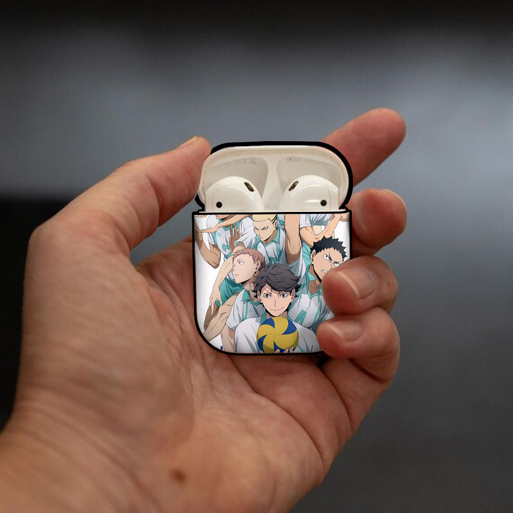 ハイキュー!! Haikyu!! AirPods 第2世代保護ケース ハードシェル ブラック 耐衝撃・防指紋・カラビナ付き