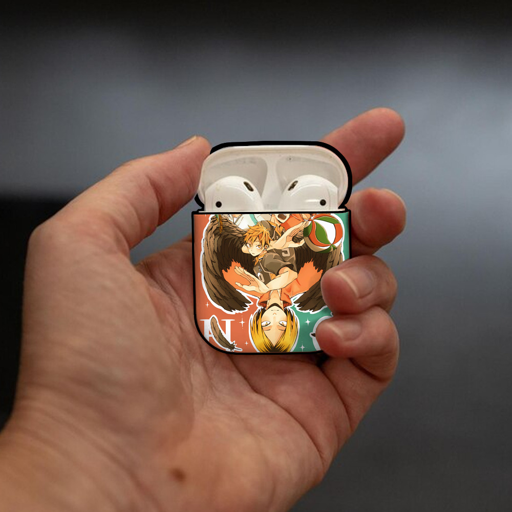 ハイキュー!! Haikyu!! AirPods 第2世代保護ケース ハードシェル ブラック 耐衝撃・防指紋・カラビナ付き