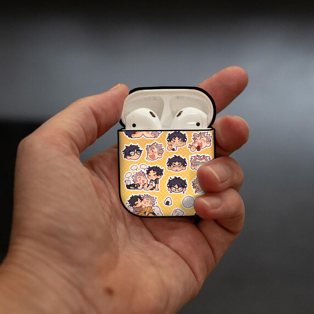 ハイキュー!! Haikyu!! AirPods 第2世代保護ケース ハードシェル ブラック 耐衝撃・防指紋・カラビナ付き