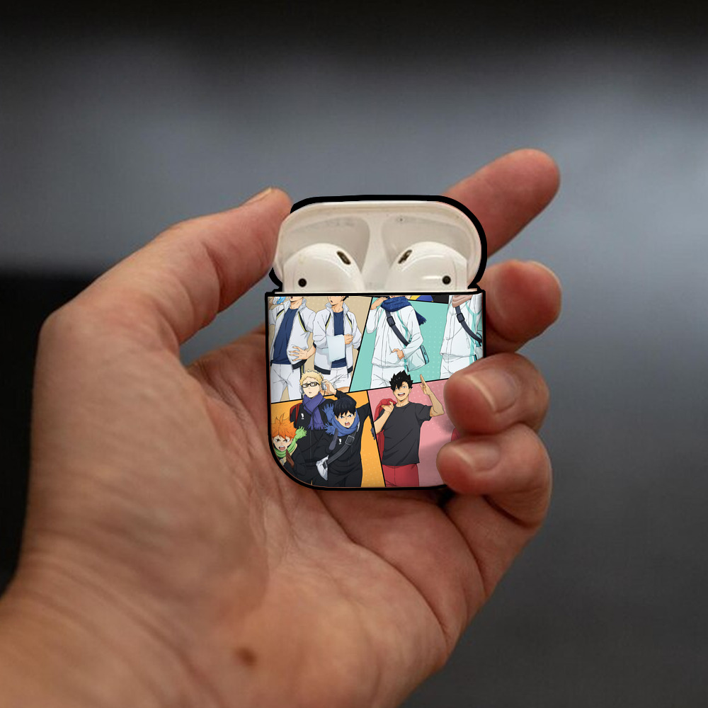 ハイキュー!! Haikyu!! AirPods 第2世代保護ケース ハードシェル ブラック 耐衝撃・防指紋・カラビナ付き