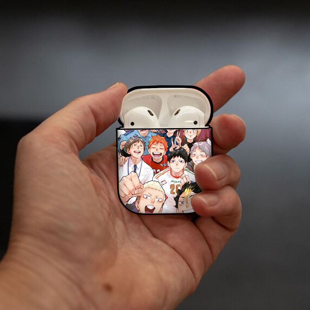 ハイキュー!! Haikyu!! AirPods 第2世代保護ケース ハードシェル ブラック 耐衝撃・防指紋・カラビナ付き