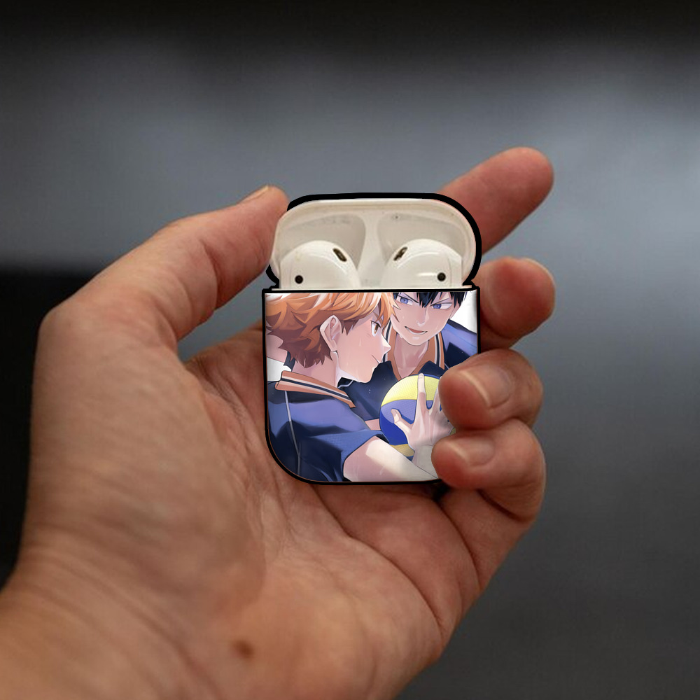ハイキュー!! Haikyu!! AirPods 第2世代保護ケース ハードシェル ブラック 耐衝撃・防指紋・カラビナ付き