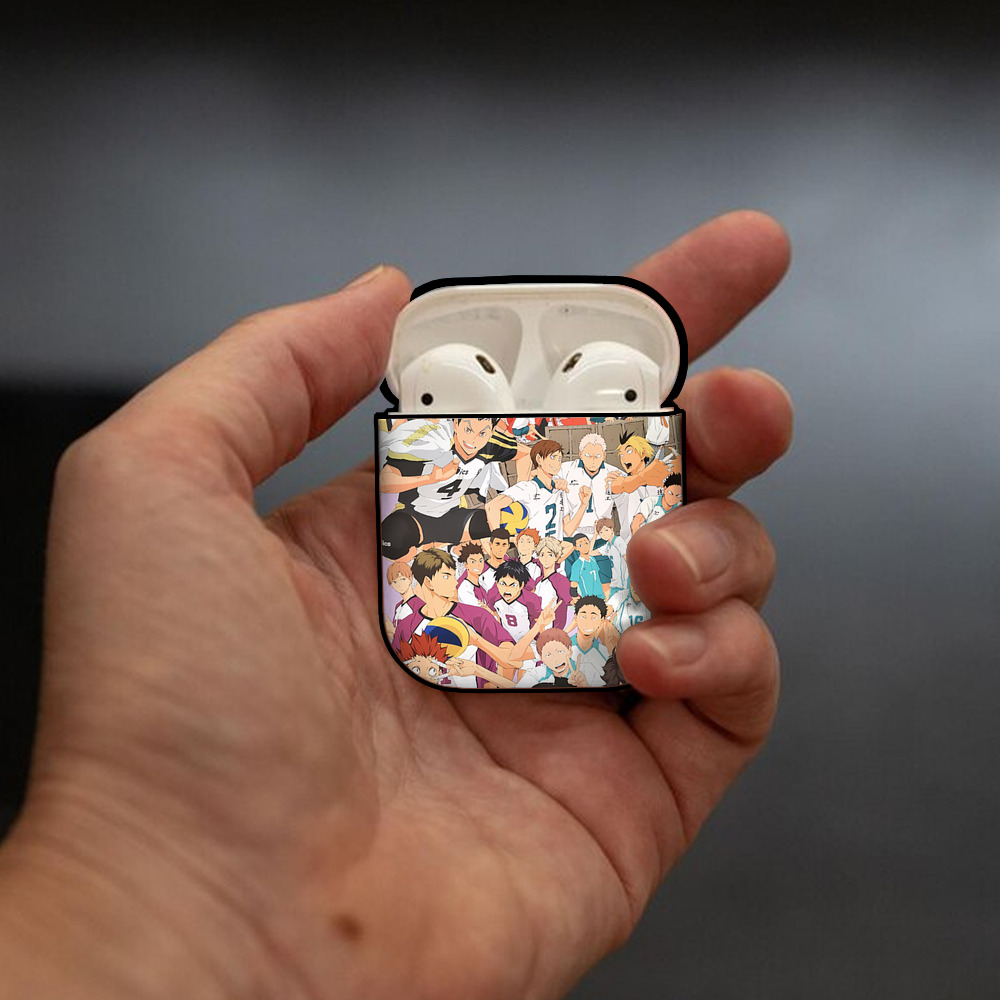 ハイキュー!! Haikyu!! AirPods 第2世代保護ケース ハードシェル ブラック 耐衝撃・防指紋・カラビナ付き