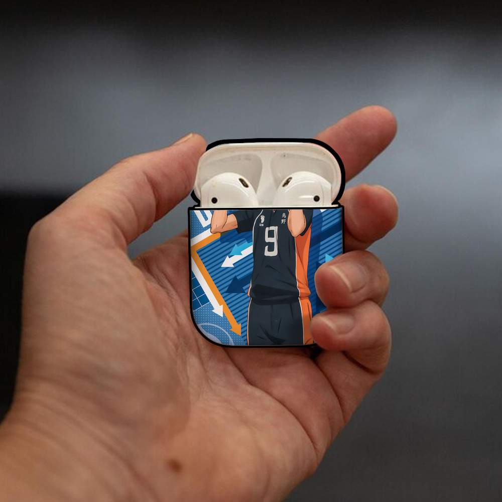 ハイキュー!! Haikyu!! AirPods 第2世代保護ケース ハードシェル ブラック 耐衝撃・防指紋・カラビナ付き