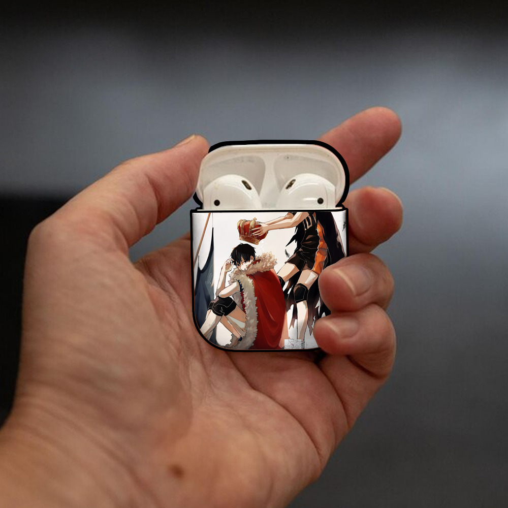 ハイキュー!! Haikyu!! AirPods 第2世代保護ケース ハードシェル ブラック 耐衝撃・防指紋・カラビナ付き