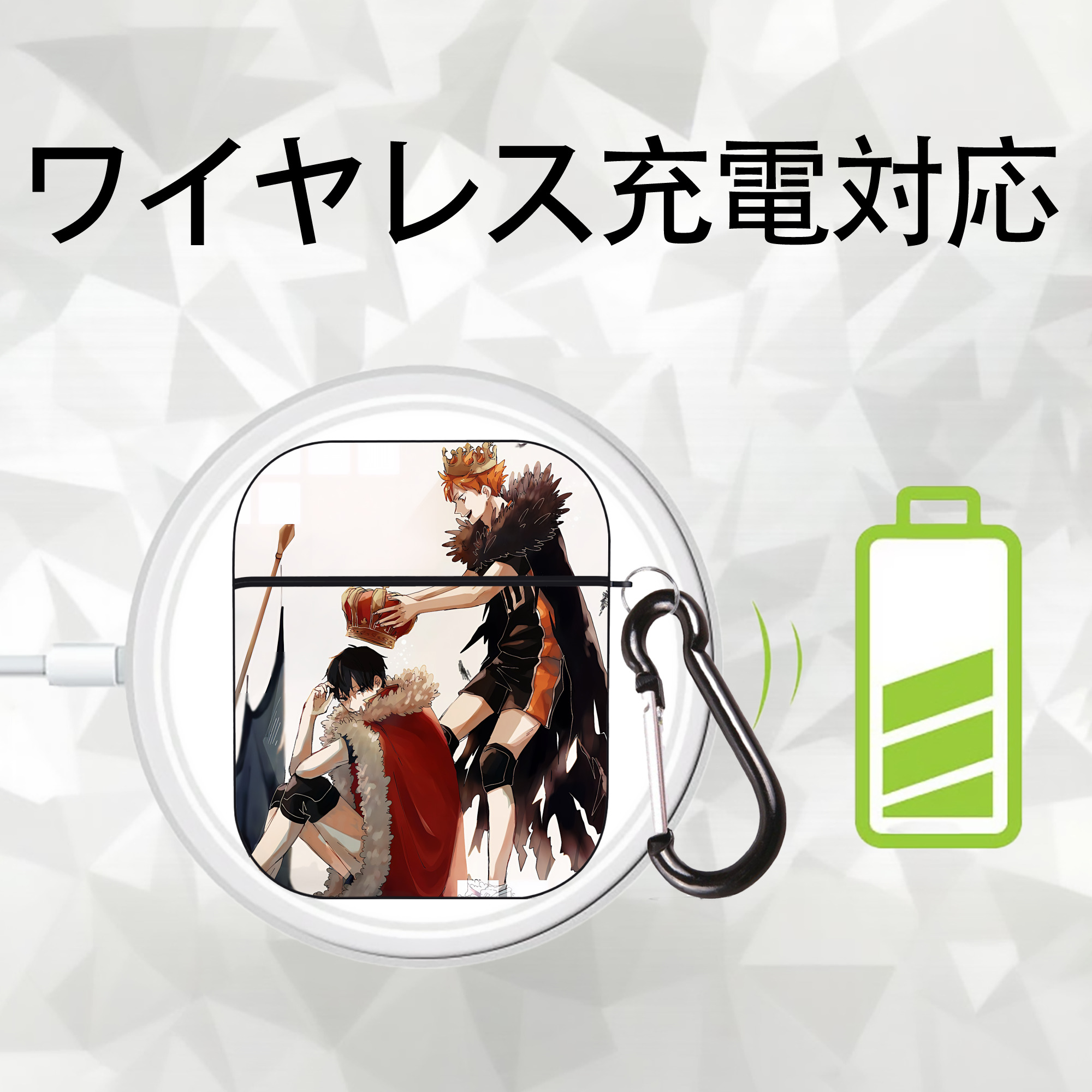 ハイキュー!! Haikyu!! AirPods 第2世代保護ケース ハードシェル ブラック 耐衝撃・防指紋・カラビナ付き
