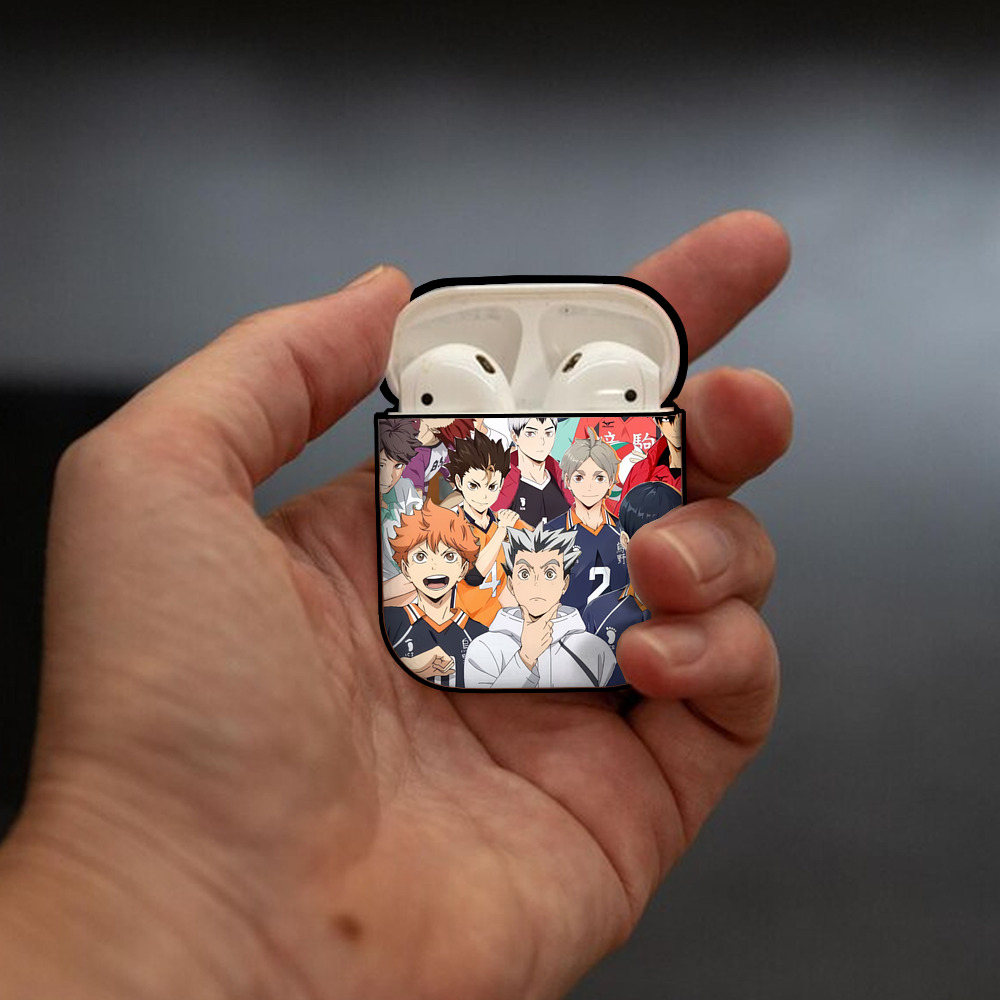 ハイキュー!! Haikyu!! AirPods 第2世代保護ケース ハードシェル ブラック 耐衝撃・防指紋・カラビナ付き