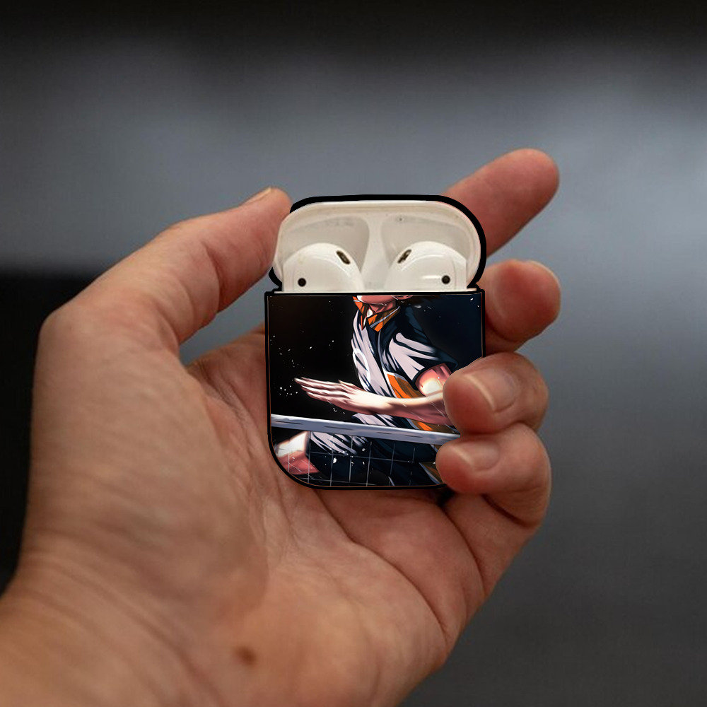 ハイキュー!! Haikyu!! AirPods 第2世代保護ケース ハードシェル ブラック 耐衝撃・防指紋・カラビナ付き