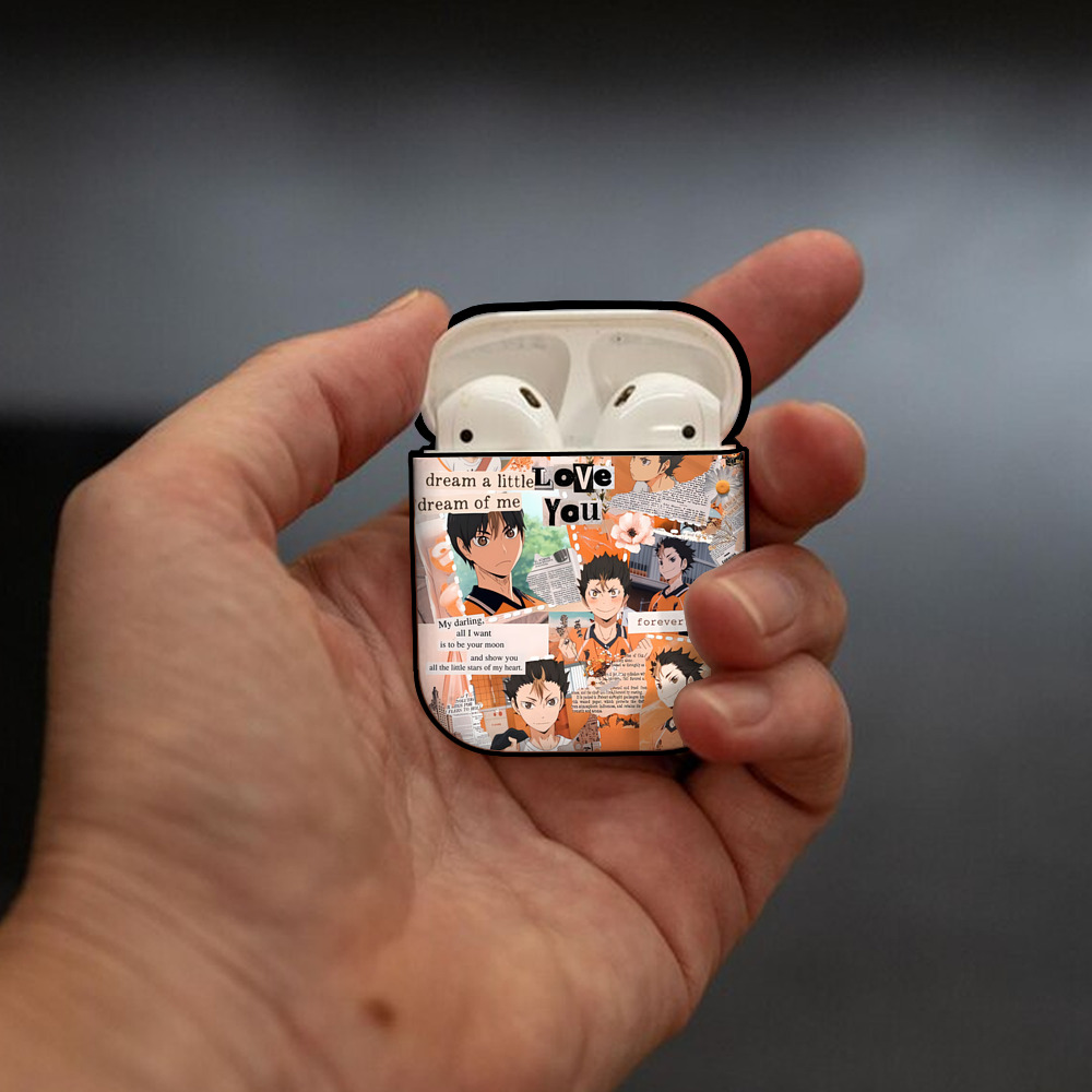ハイキュー!! Haikyu!! AirPods 第2世代保護ケース ハードシェル ブラック 耐衝撃・防指紋・カラビナ付き