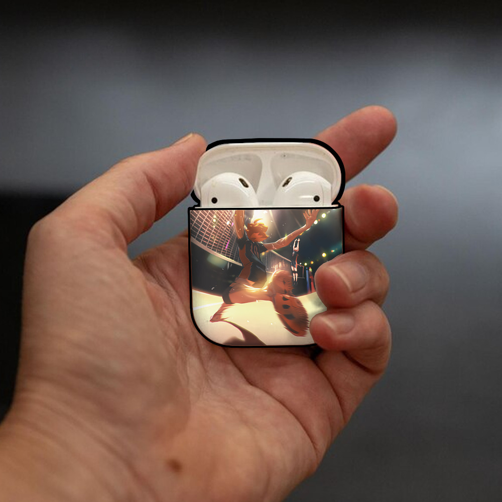 ハイキュー!! Haikyu!! AirPods 第2世代保護ケース ハードシェル ブラック 耐衝撃・防指紋・カラビナ付き