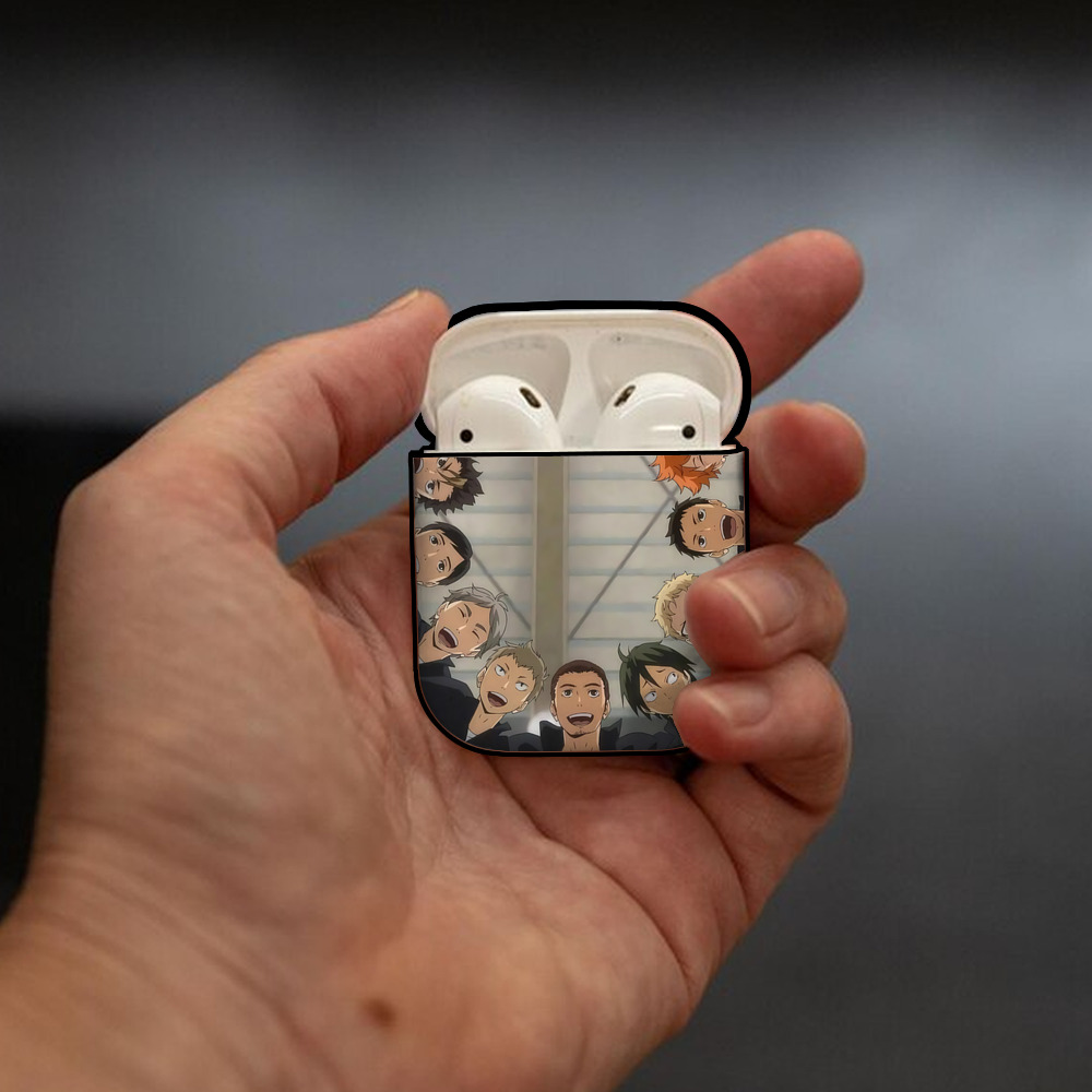 ハイキュー!! Haikyu!! AirPods 第2世代保護ケース ハードシェル ブラック 耐衝撃・防指紋・カラビナ付き