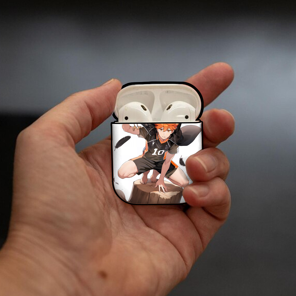 ハイキュー!! Haikyu!! AirPods 第2世代保護ケース ハードシェル ブラック 耐衝撃・防指紋・カラビナ付き