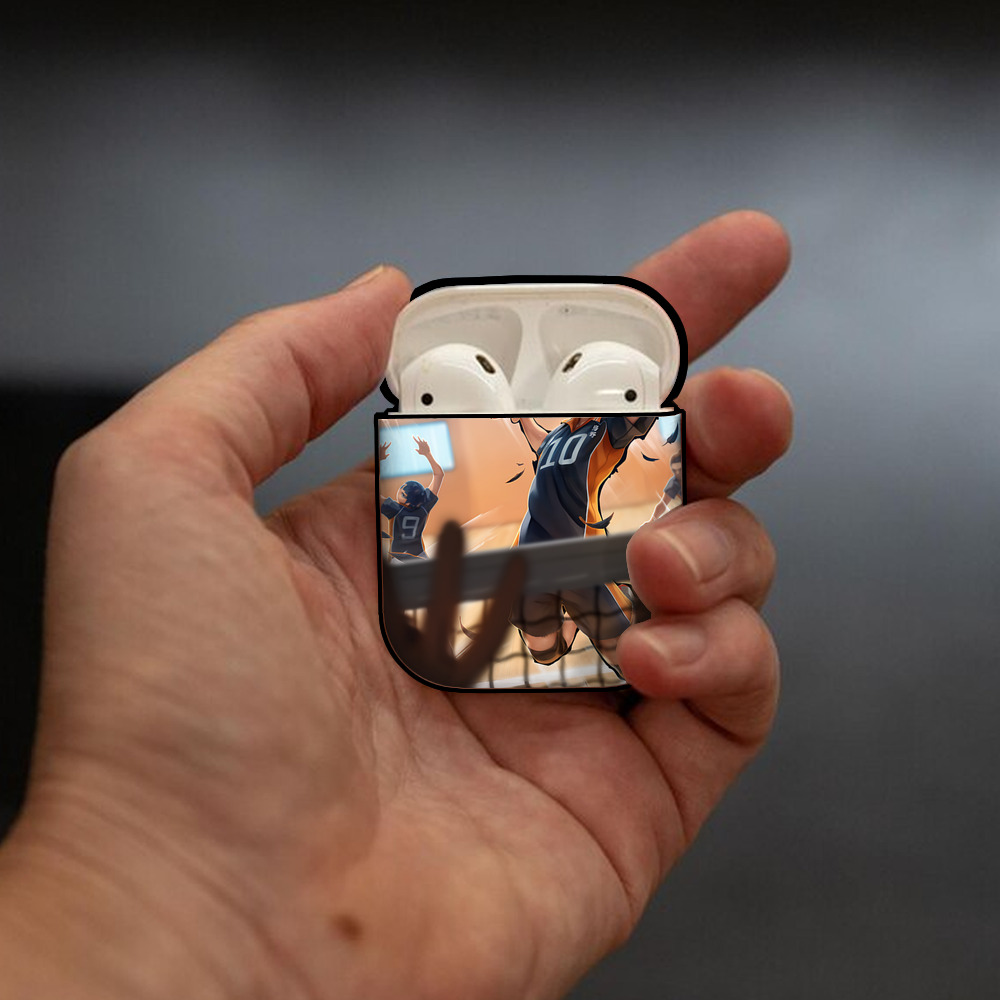 ハイキュー!! Haikyu!! AirPods 第2世代保護ケース ハードシェル ブラック 耐衝撃・防指紋・カラビナ付き