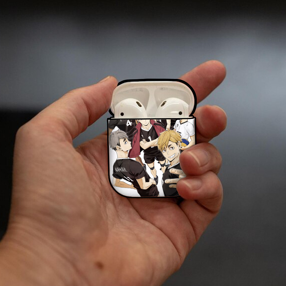 ハイキュー!! Haikyu!! AirPods 第2世代保護ケース ハードシェル ブラック 耐衝撃・防指紋・カラビナ付き