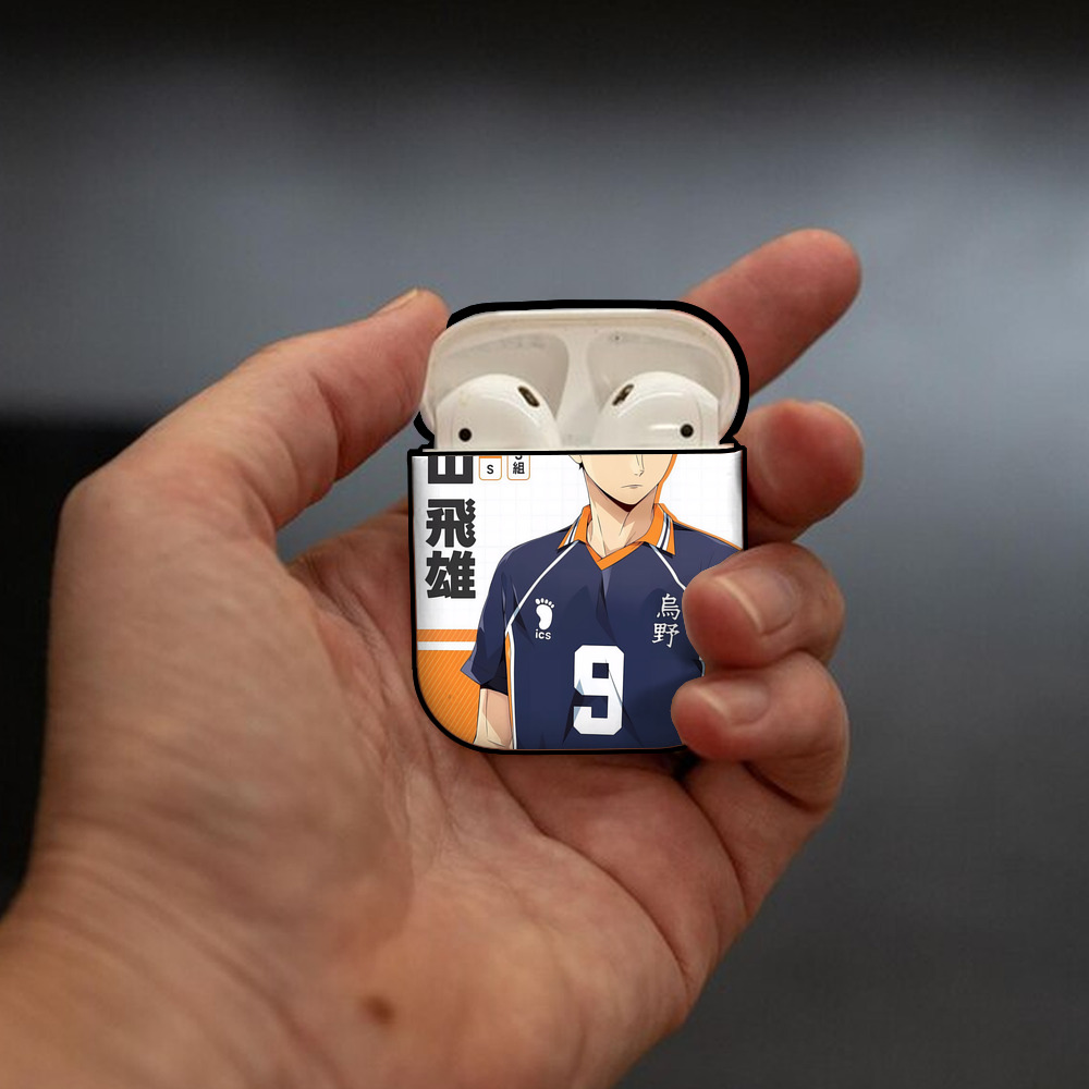 ハイキュー!! Haikyu!! AirPods 第2世代保護ケース ハードシェル ブラック 耐衝撃・防指紋・カラビナ付き
