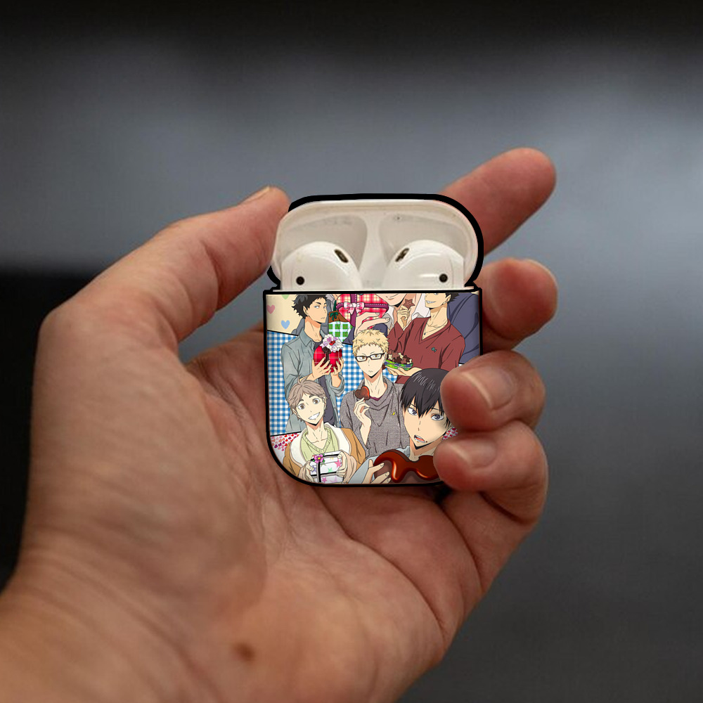 ハイキュー!! Haikyu!! AirPods 第2世代保護ケース ハードシェル ブラック 耐衝撃・防指紋・カラビナ付き