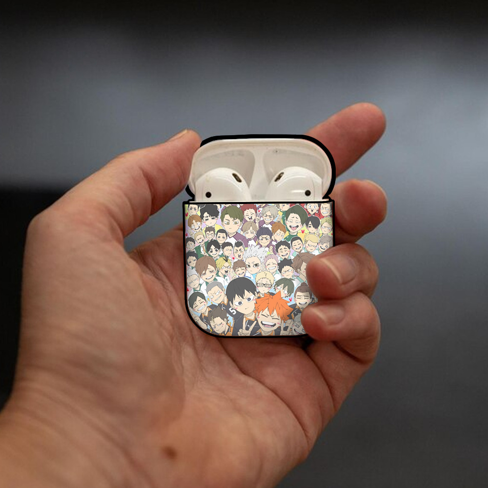 ハイキュー!! Haikyu!! AirPods 第2世代保護ケース ハードシェル ブラック 耐衝撃・防指紋・カラビナ付き