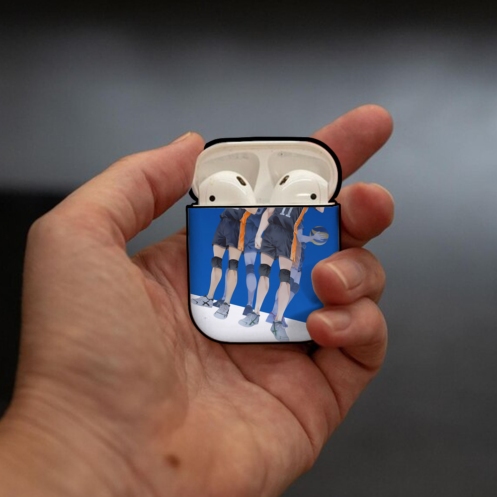 ハイキュー!! Haikyu!! AirPods 第2世代保護ケース ハードシェル ブラック 耐衝撃・防指紋・カラビナ付き