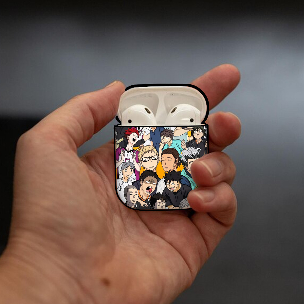 ハイキュー!! Haikyu!! AirPods 第2世代保護ケース ハードシェル ブラック 耐衝撃・防指紋・カラビナ付き