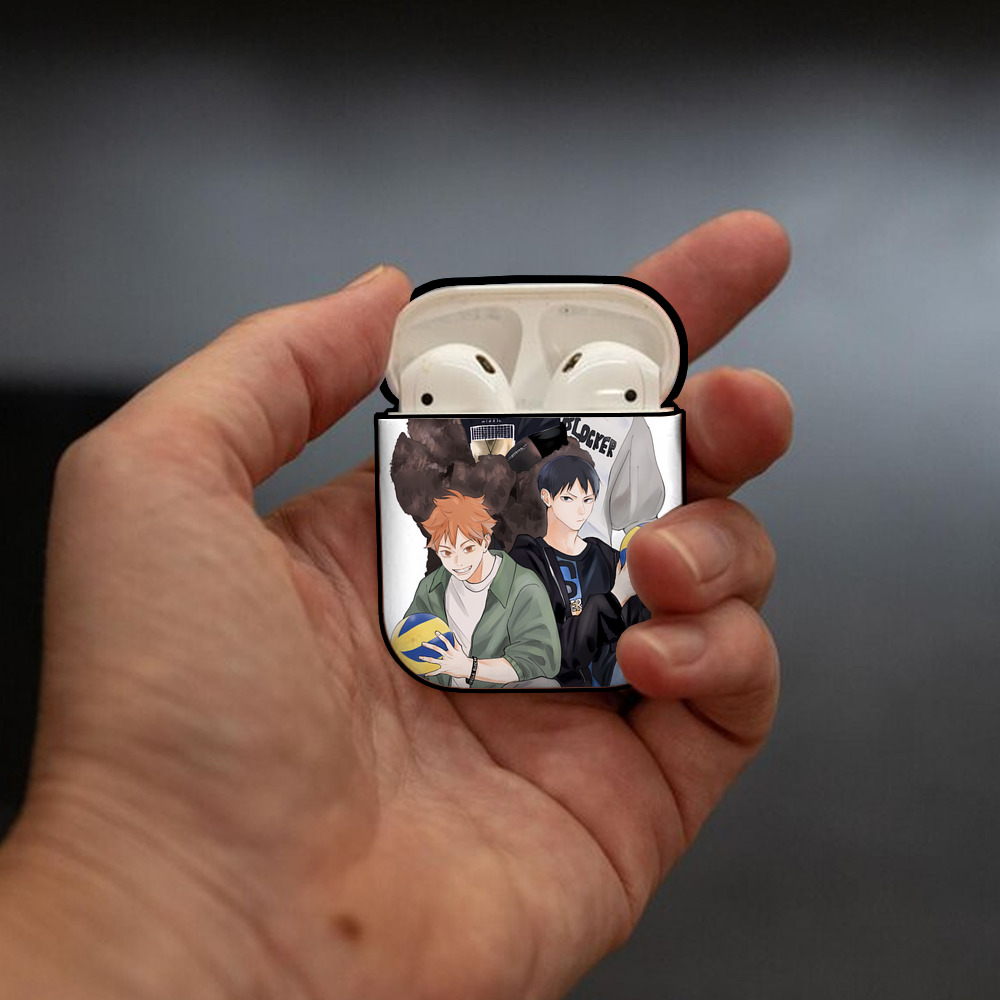ハイキュー!! Haikyu!! AirPods 第2世代保護ケース ハードシェル ブラック 耐衝撃・防指紋・カラビナ付き