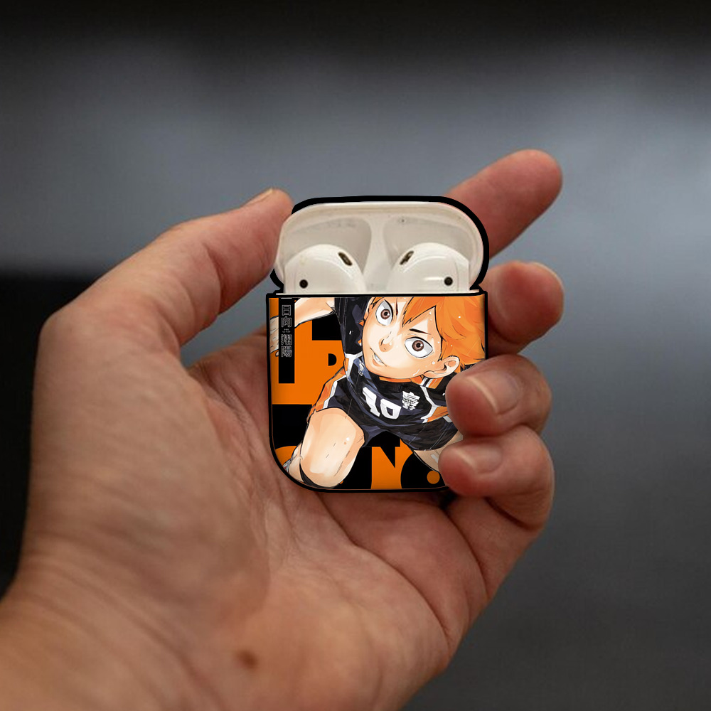 ハイキュー!! Haikyu!! AirPods 第2世代保護ケース ハードシェル ブラック 耐衝撃・防指紋・カラビナ付き