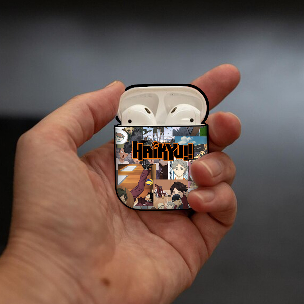 ハイキュー!! Haikyu!! AirPods 第2世代保護ケース ハードシェル ブラック 耐衝撃・防指紋・カラビナ付き