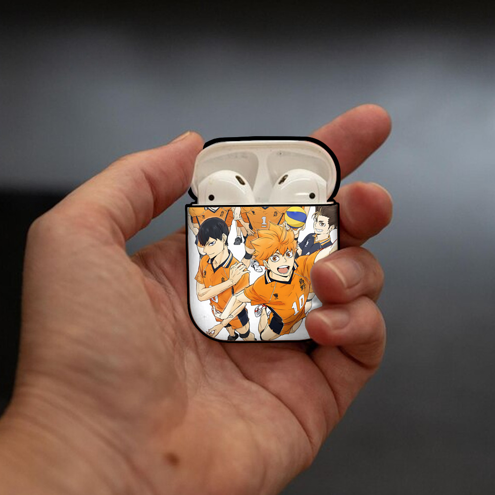 ハイキュー!! Haikyu!! AirPods 第2世代保護ケース ハードシェル ブラック 耐衝撃・防指紋・カラビナ付き