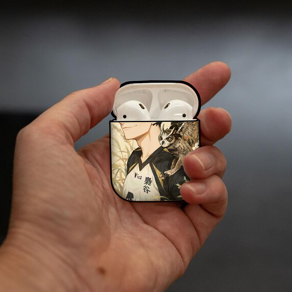 ハイキュー!! Haikyu!! AirPods 第2世代保護ケース ハードシェル ブラック 耐衝撃・防指紋・カラビナ付き