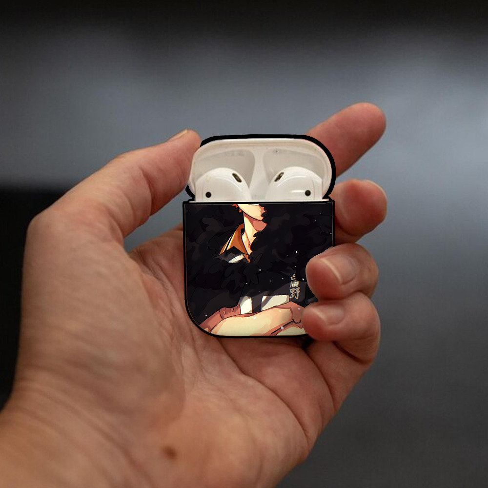 ハイキュー!! Haikyu!! AirPods 第2世代保護ケース ハードシェル ブラック 耐衝撃・防指紋・カラビナ付き