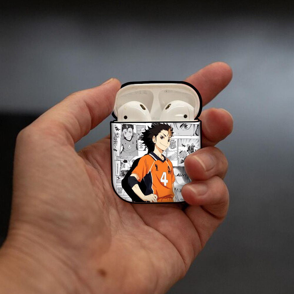 ハイキュー!! Haikyu!! AirPods 第2世代保護ケース ハードシェル ブラック 耐衝撃・防指紋・カラビナ付き