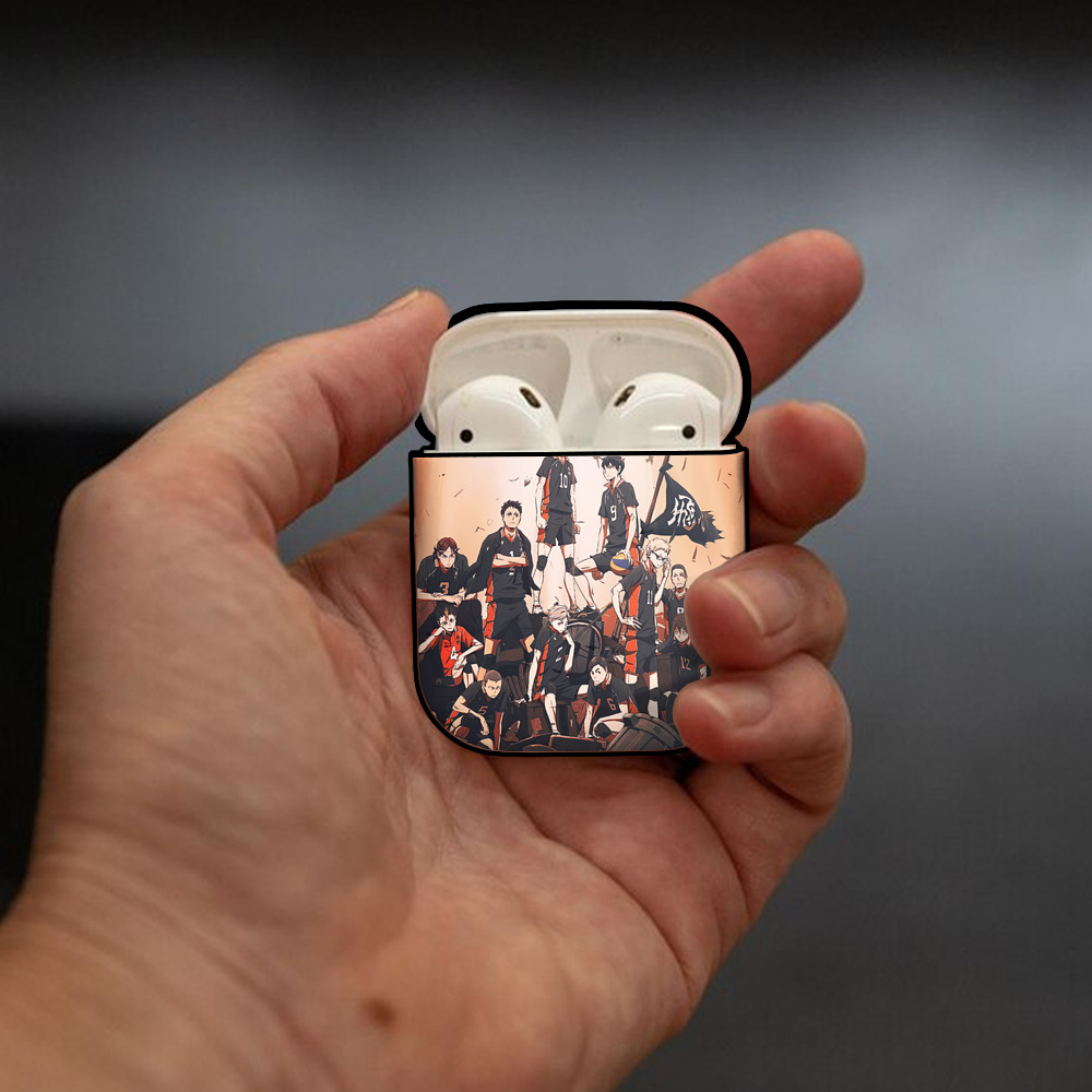 ハイキュー!! Haikyu!! AirPods 第2世代保護ケース ハードシェル ブラック 耐衝撃・防指紋・カラビナ付き