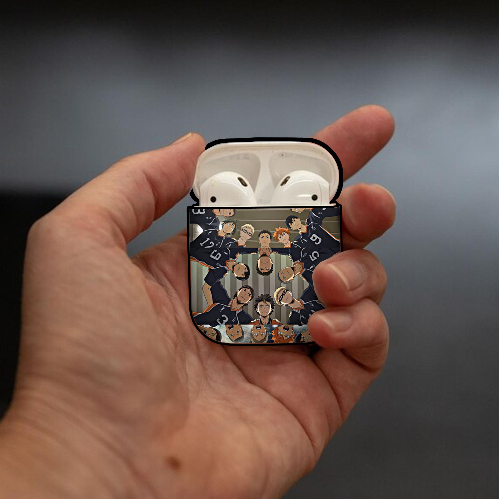 ハイキュー!! Haikyu!! AirPods 第2世代保護ケース ハードシェル ブラック 耐衝撃・防指紋・カラビナ付き