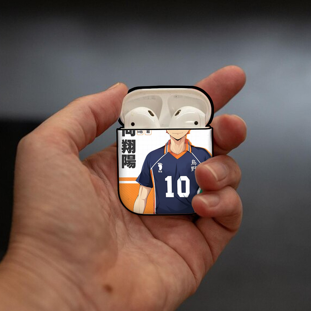 ハイキュー!! Haikyu!! AirPods 第2世代保護ケース ハードシェル ブラック 耐衝撃・防指紋・カラビナ付き
