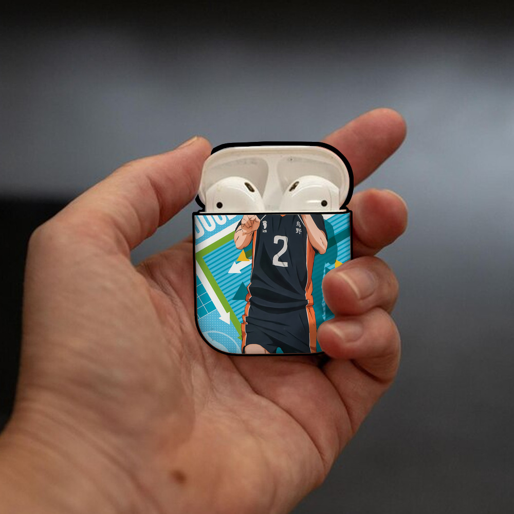 ハイキュー!! Haikyu!! AirPods 第2世代保護ケース ハードシェル ブラック 耐衝撃・防指紋・カラビナ付き