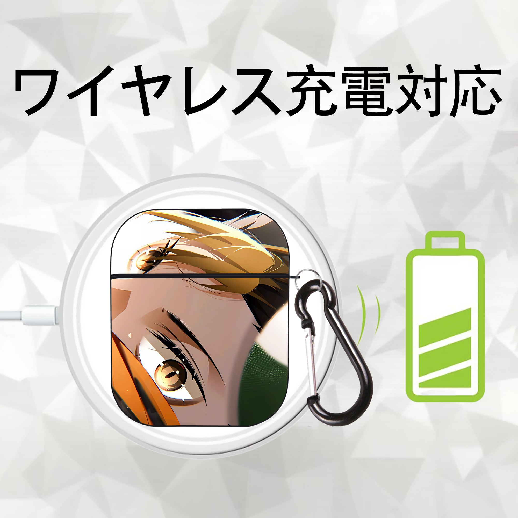 ハイキュー!! Haikyu!! AirPods 第2世代保護ケース ハードシェル ブラック 耐衝撃・防指紋・カラビナ付き