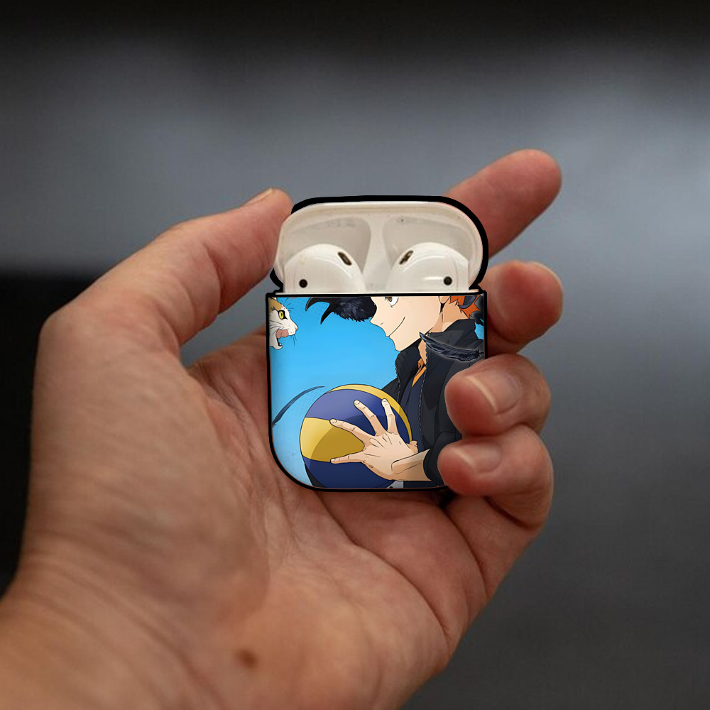ハイキュー!! Haikyu!! AirPods 第2世代保護ケース ハードシェル ブラック 耐衝撃・防指紋・カラビナ付き