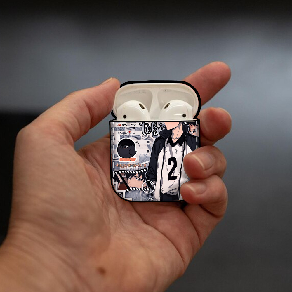 ハイキュー!! Haikyu!! AirPods 第2世代保護ケース ハードシェル ブラック 耐衝撃・防指紋・カラビナ付き