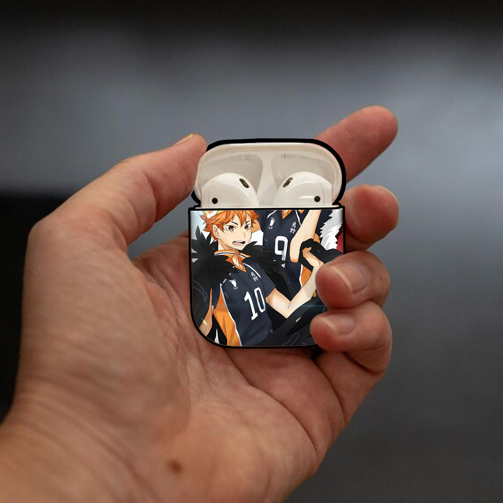 ハイキュー!! Haikyu!! AirPods 第2世代保護ケース ハードシェル ブラック 耐衝撃・防指紋・カラビナ付き