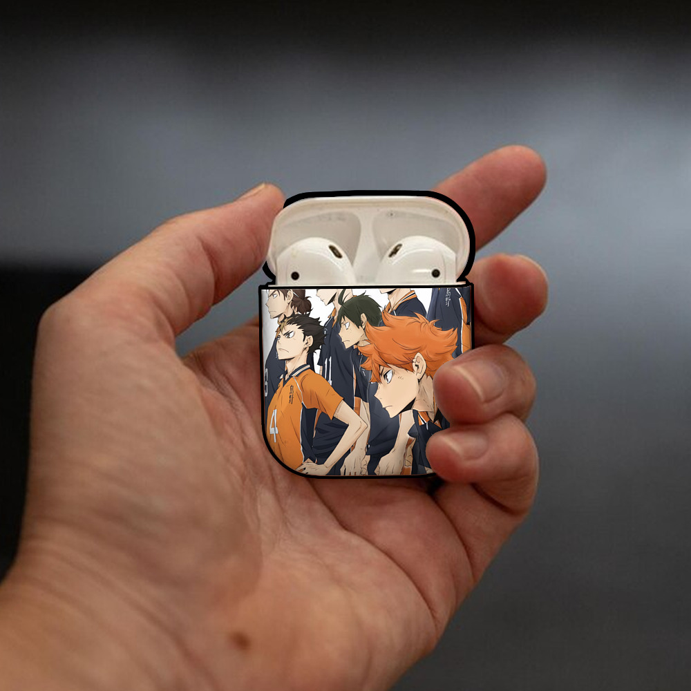 ハイキュー!! Haikyu!! AirPods 第2世代保護ケース ハードシェル ブラック 耐衝撃・防指紋・カラビナ付き
