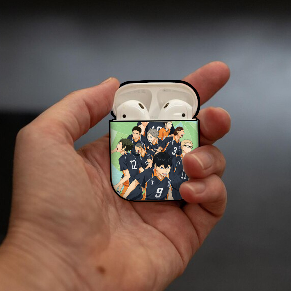 ハイキュー!! Haikyu!! AirPods 第2世代保護ケース ハードシェル ブラック 耐衝撃・防指紋・カラビナ付き