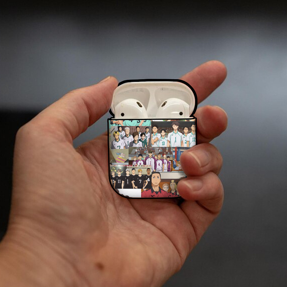 ハイキュー!! Haikyu!! AirPods 第2世代保護ケース ハードシェル ブラック 耐衝撃・防指紋・カラビナ付き