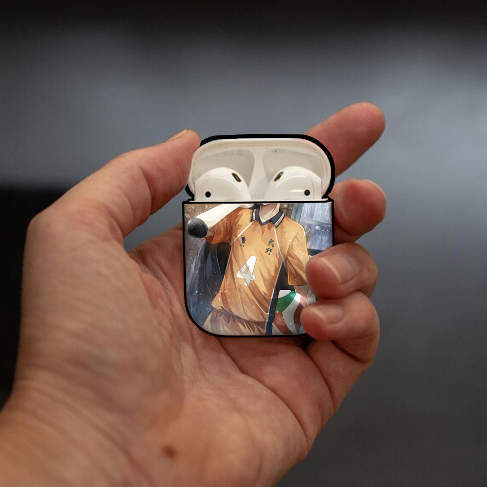 ハイキュー!! Haikyu!! AirPods 第2世代保護ケース ハードシェル ブラック 耐衝撃・防指紋・カラビナ付き