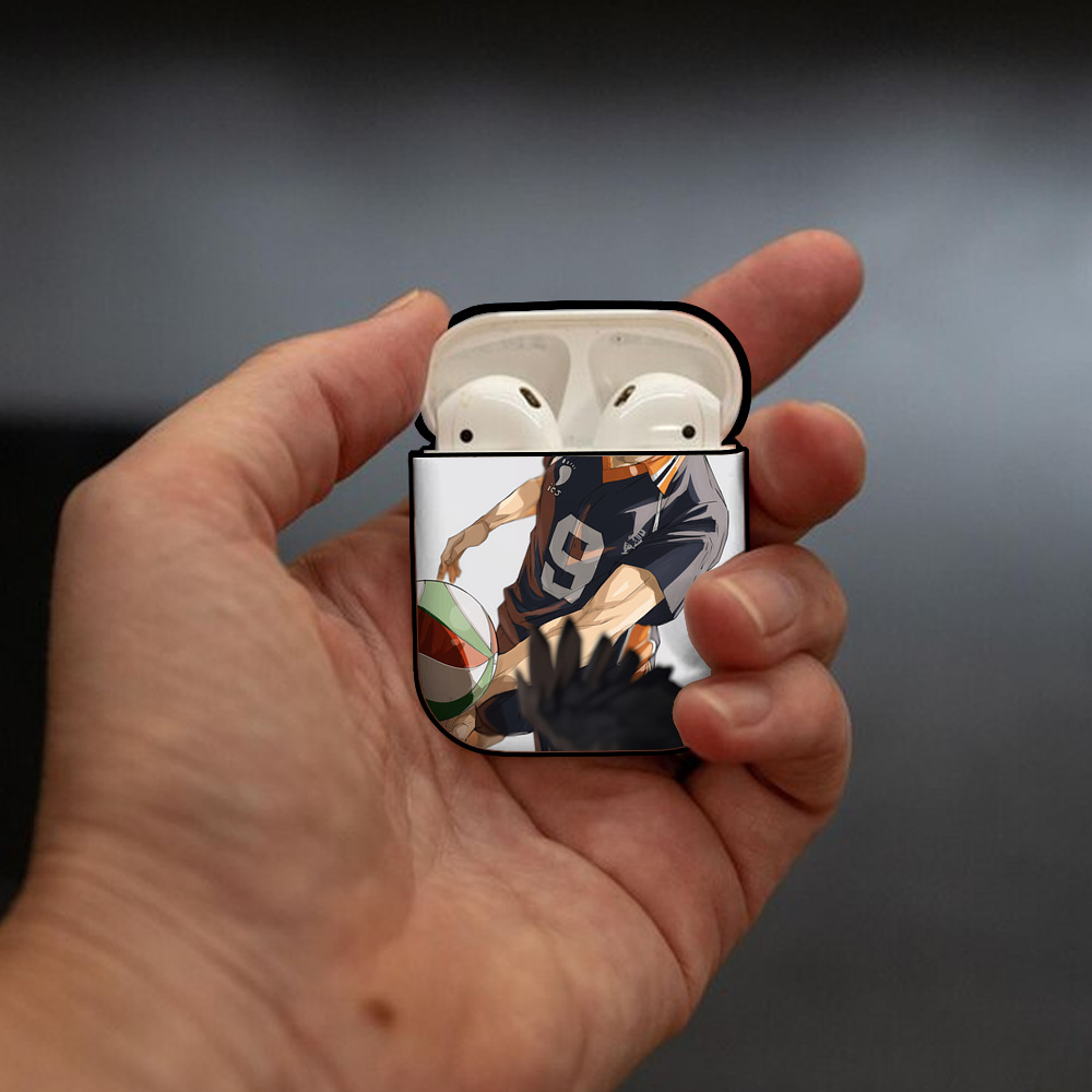 ハイキュー!! Haikyu!! AirPods 第2世代保護ケース ハードシェル ブラック 耐衝撃・防指紋・カラビナ付き