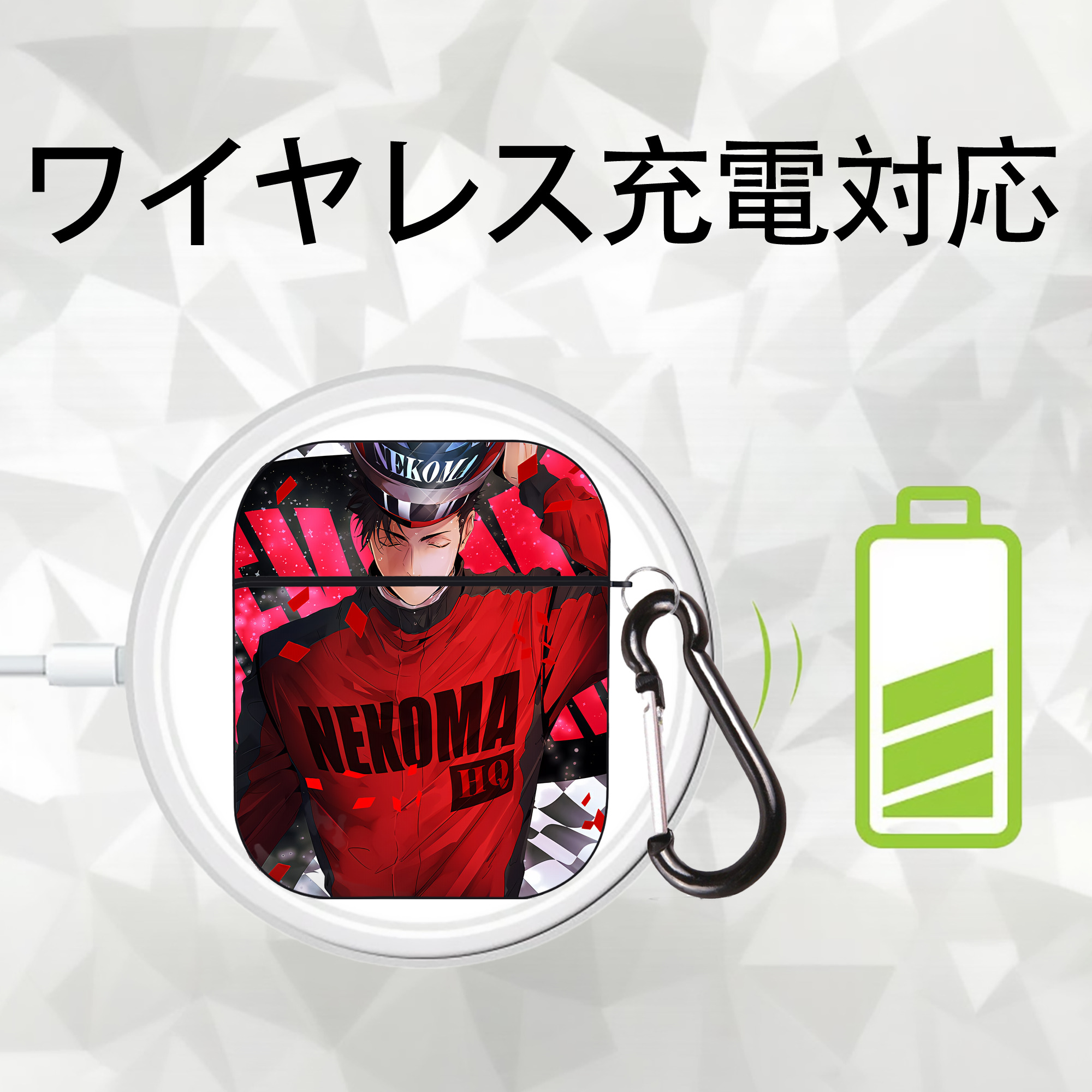 ハイキュー!! Haikyu!! AirPods 第2世代保護ケース ハードシェル ブラック 耐衝撃・防指紋・カラビナ付き