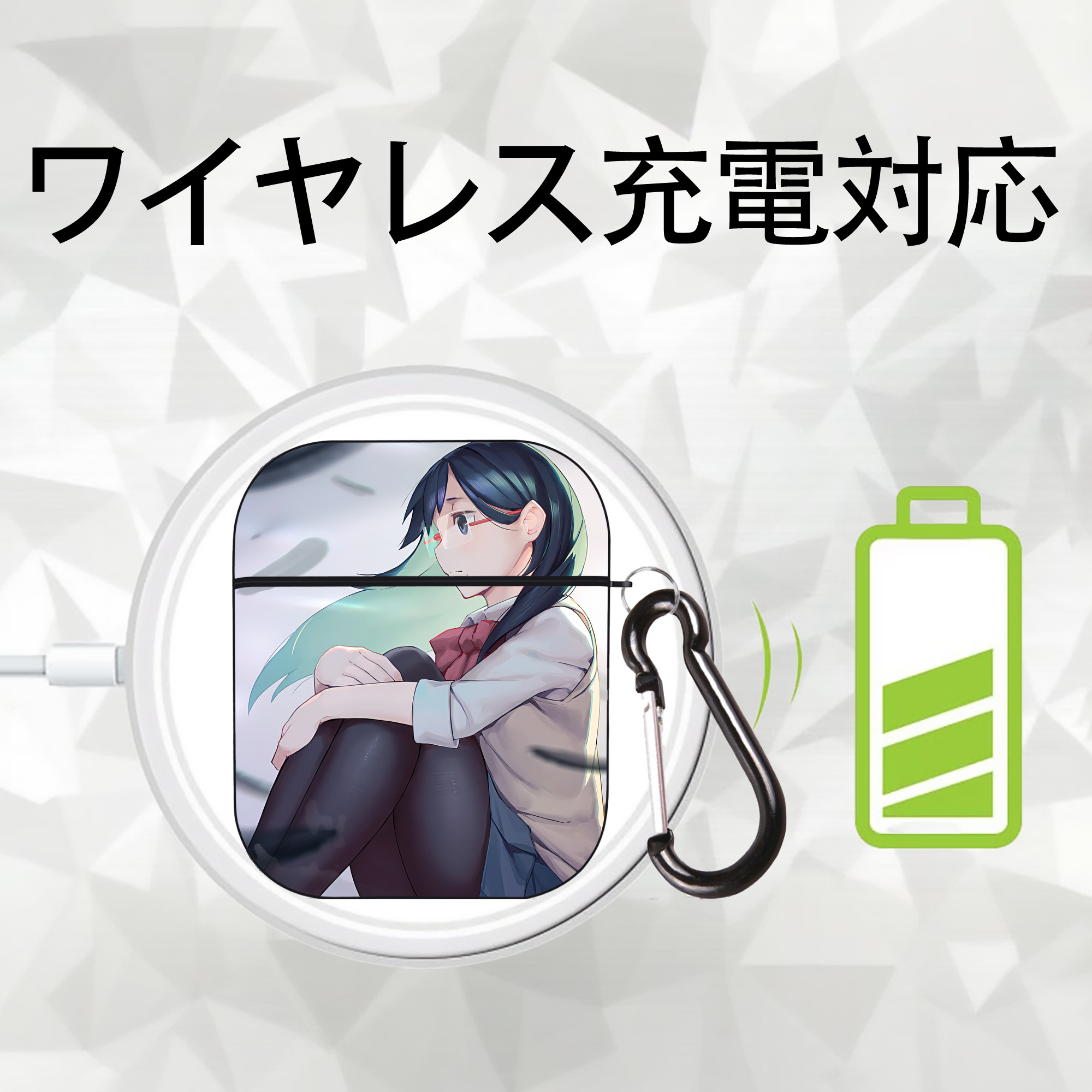 ハイキュー!! Haikyu!! AirPods 第2世代保護ケース ハードシェル ブラック 耐衝撃・防指紋・カラビナ付き