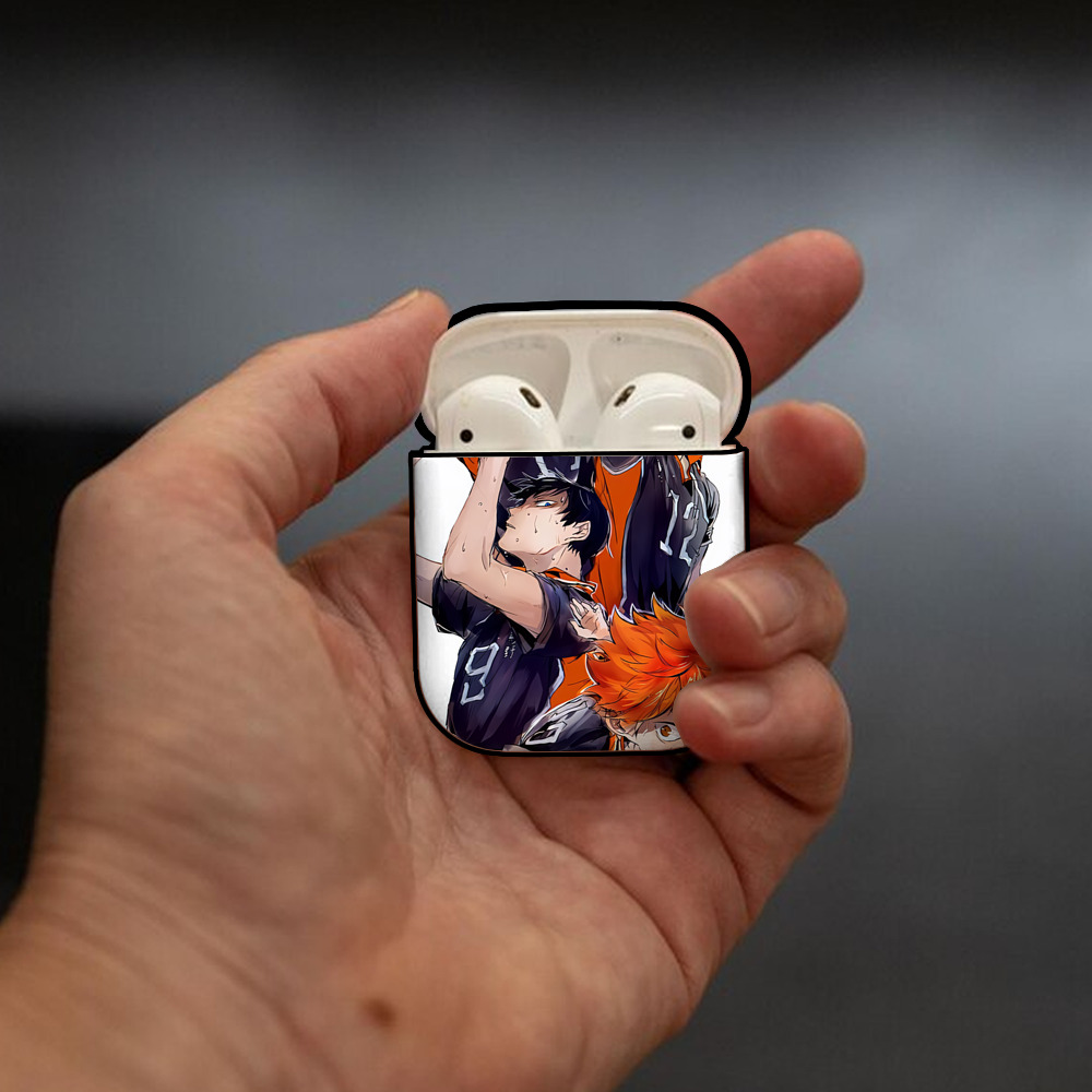 ハイキュー!! Haikyu!! AirPods 第2世代保護ケース ハードシェル ブラック 耐衝撃・防指紋・カラビナ付き