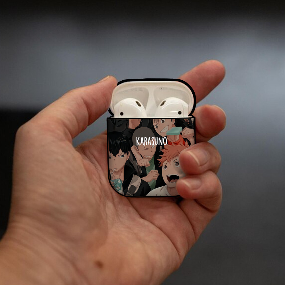 ハイキュー!! Haikyu!! AirPods 第2世代保護ケース ハードシェル ブラック 耐衝撃・防指紋・カラビナ付き