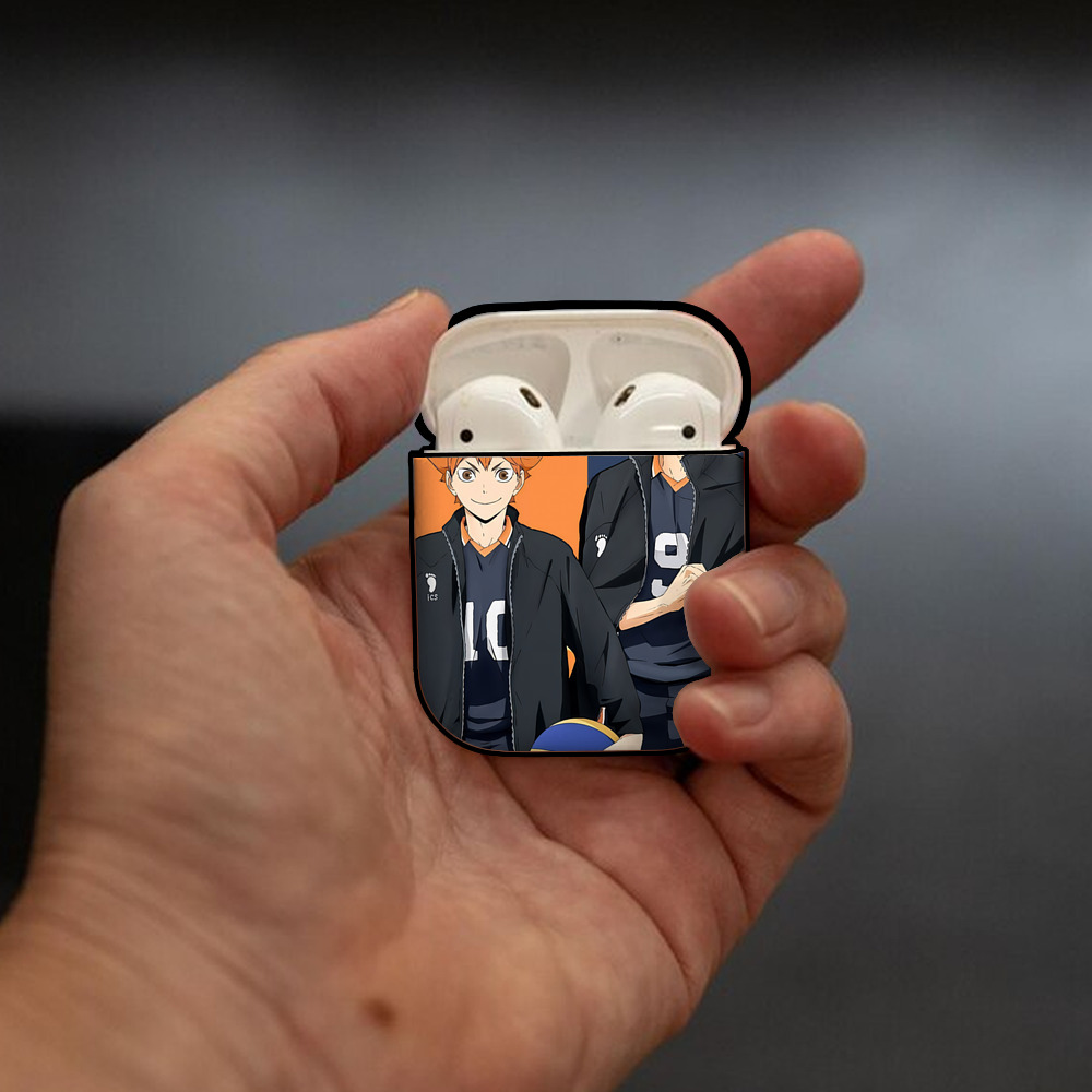 ハイキュー!! Haikyu!! AirPods 第2世代保護ケース ハードシェル ブラック 耐衝撃・防指紋・カラビナ付き