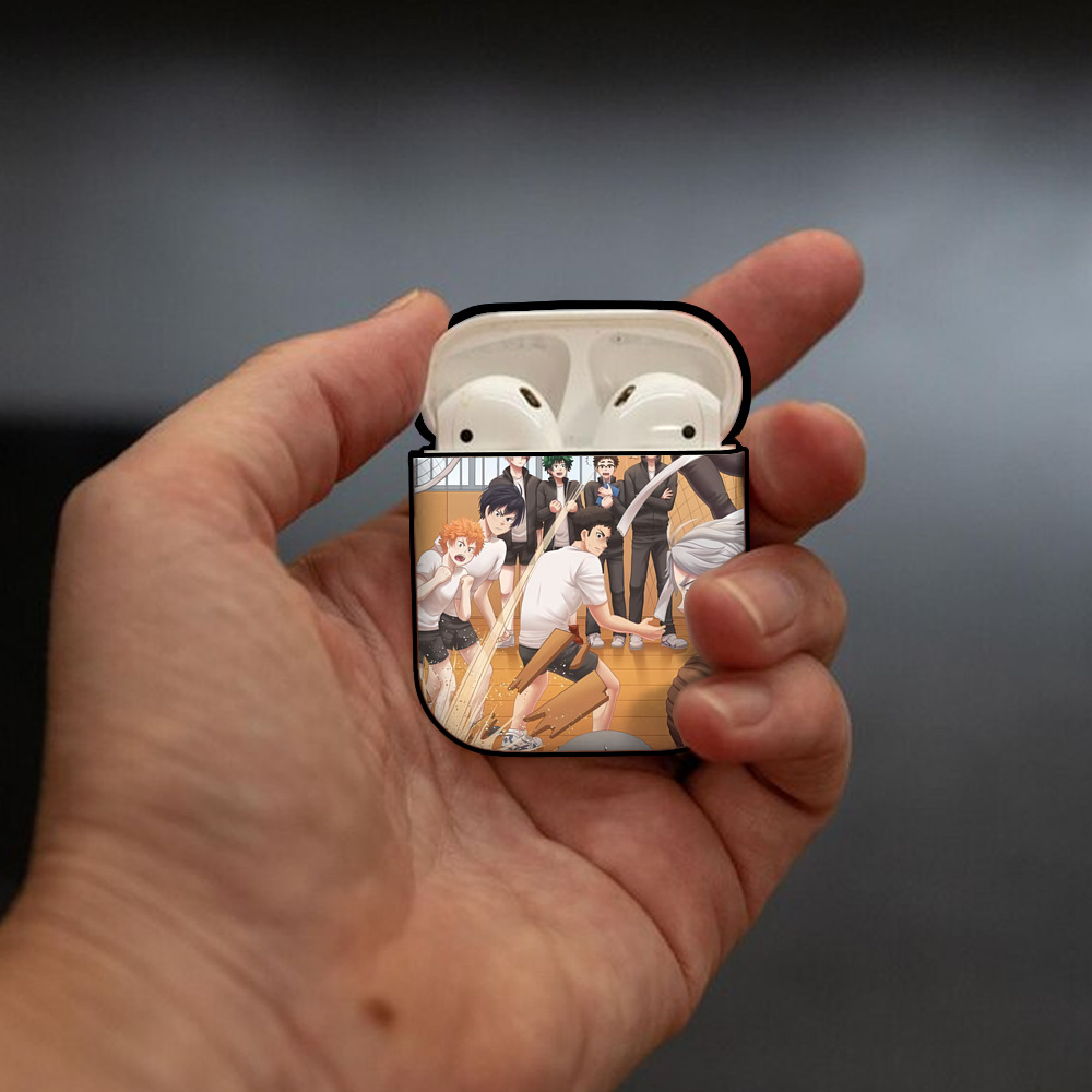 ハイキュー!! Haikyu!! AirPods 第2世代保護ケース ハードシェル ブラック 耐衝撃・防指紋・カラビナ付き