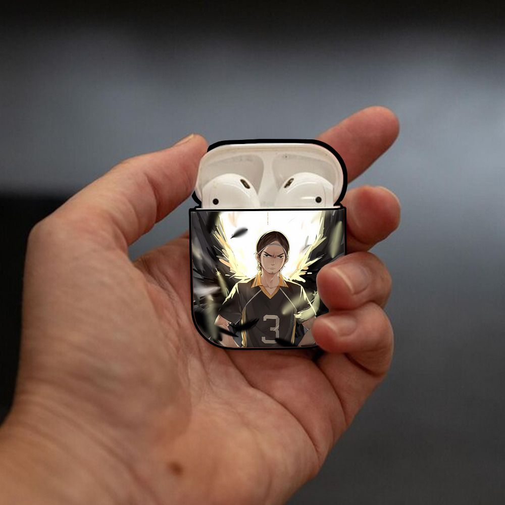 ハイキュー!! Haikyu!! AirPods 第2世代保護ケース ハードシェル ブラック 耐衝撃・防指紋・カラビナ付き